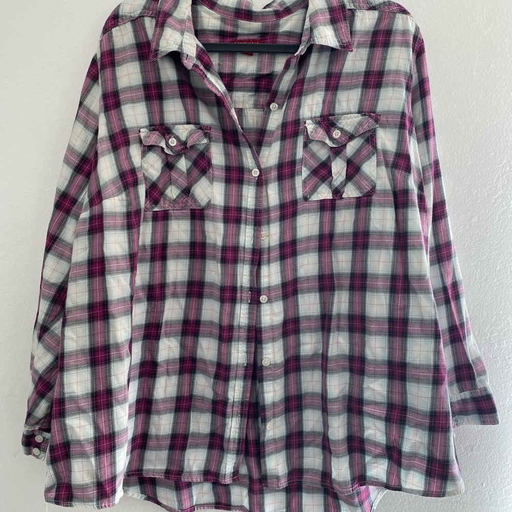 Purple Flannel Button Up Shirt- Size 3x- Merona